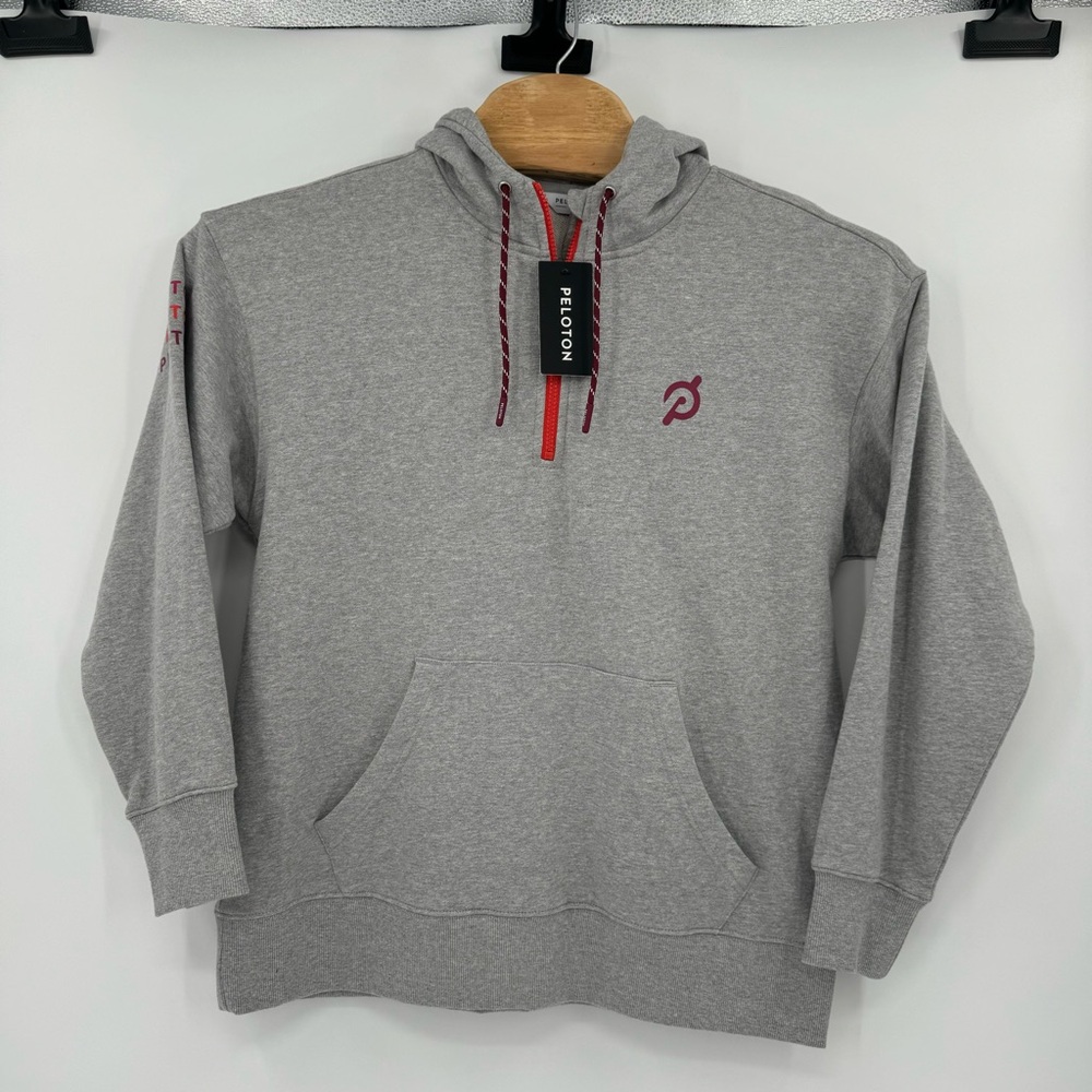 Peloton Womens Medium Gray 1/4 Zip  Relaxed Fit Long Sleeve Pullover Hoodie‎ NWT